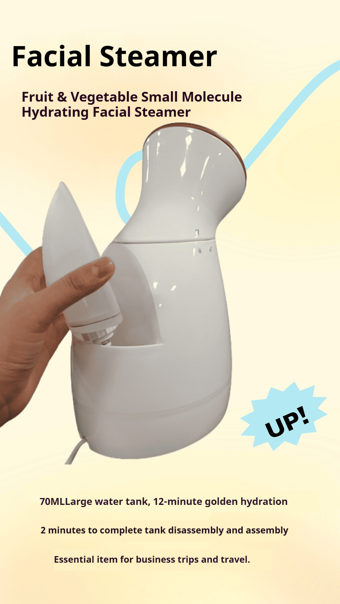 Fruit and vegetable small molecule hydrating facial steamer