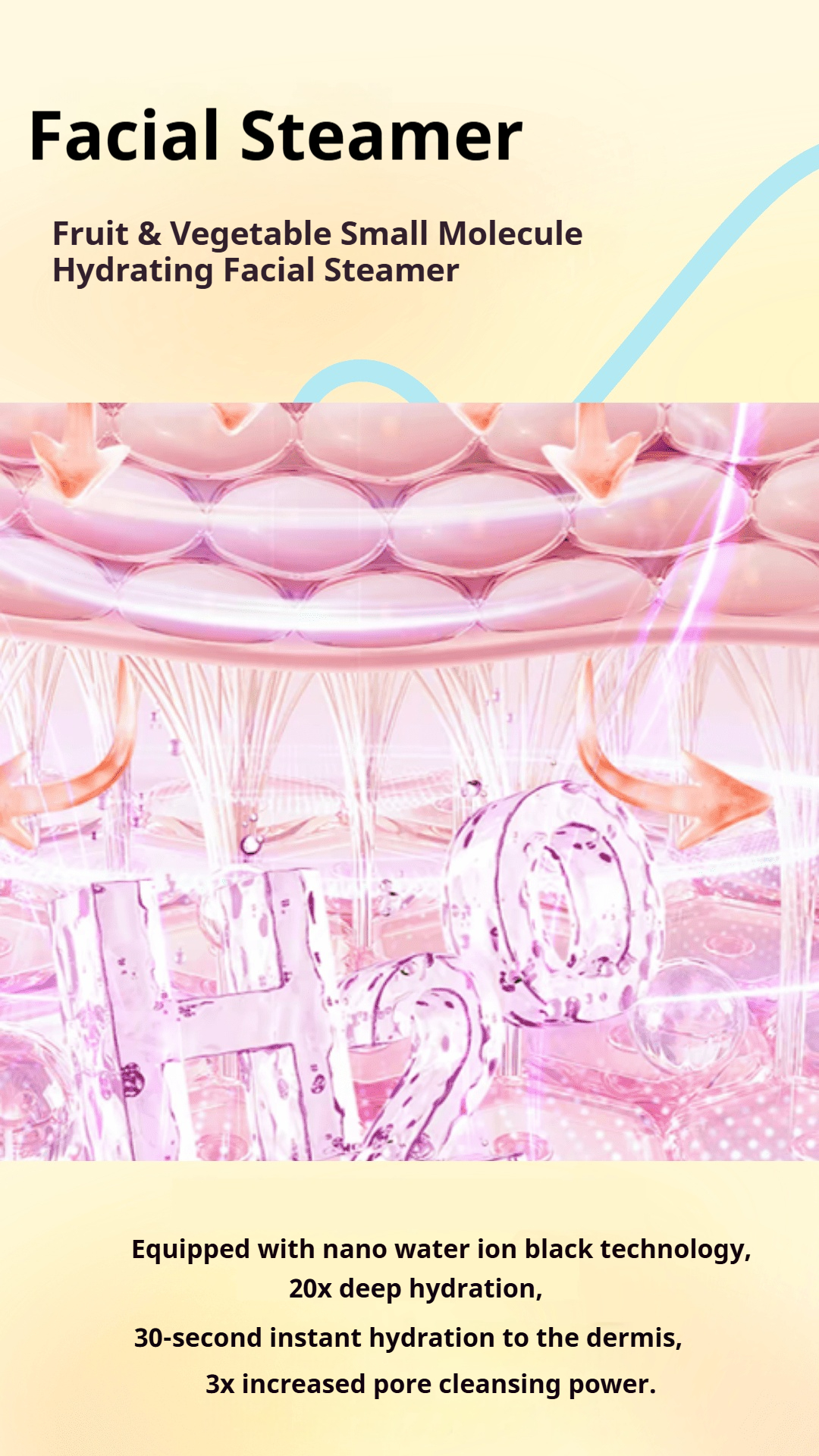 Fruit and vegetable small molecule hydrating facial steamer